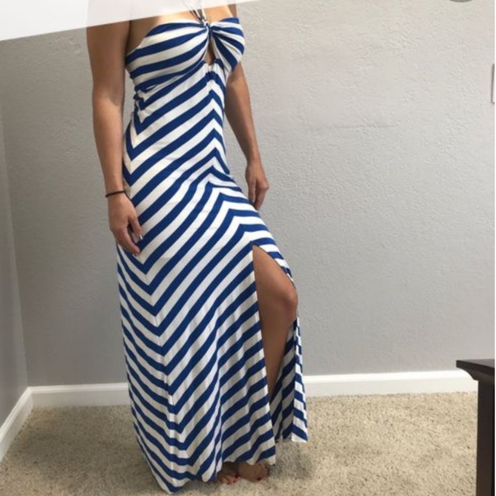 Bebe halter tie stripe dress